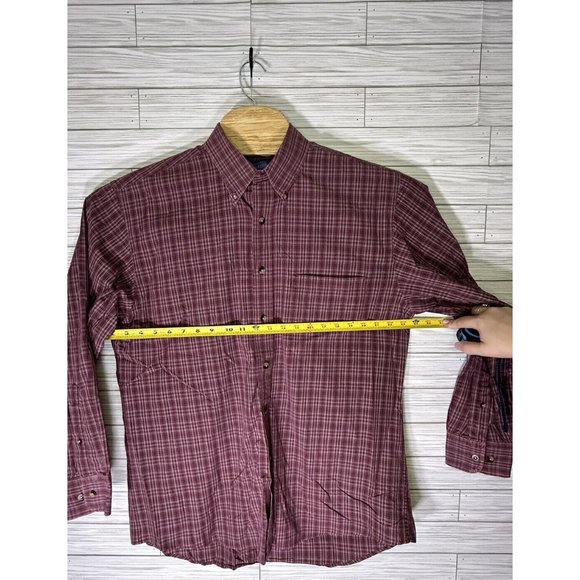 Pendleton Men's Red Plaid Wrinkle‎ Resist Broadway Cloth 100% Cotton LS Sz Large - Picture 5 of 8